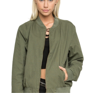 Brandy Melville Bomber Jacket Kasey Olive Green Women's